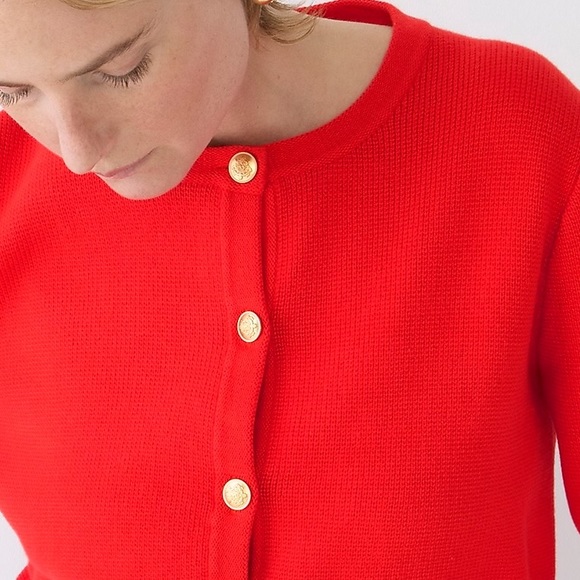 NWT J.Crew Emilie Patch-pocket Sweater Lady Jacket In Red - Picture 4 of 7